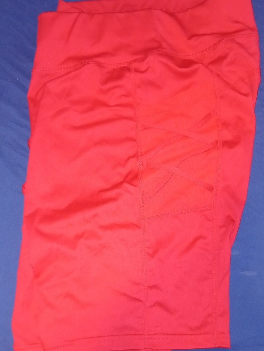 Love Bright Red WoMen’s Athletic Shorts with Side Pockets - Picture 3 of 4